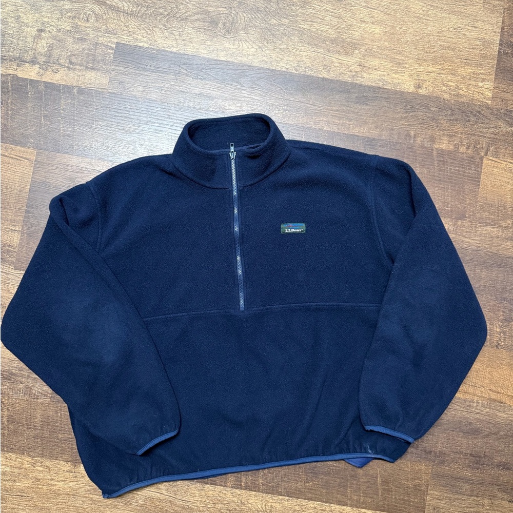Men's L.L. Bean Navy Half-Zip Fleece Sweater